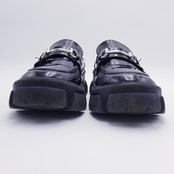 STEVE MADDEN Womens Black 1-1/2" Platform Trifecta Slip On Loafers Size 9.5 - Picture 3 of 15